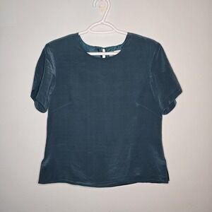 Vintage Stephanie Andrews Silk Blouse Womens 6 Teal